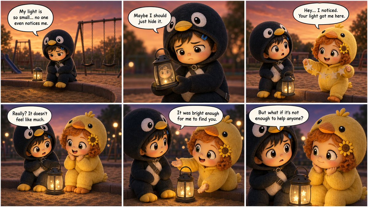 Pixar-Style 2x3 Storyboard — Gugu & Sunny's Emotional Journey