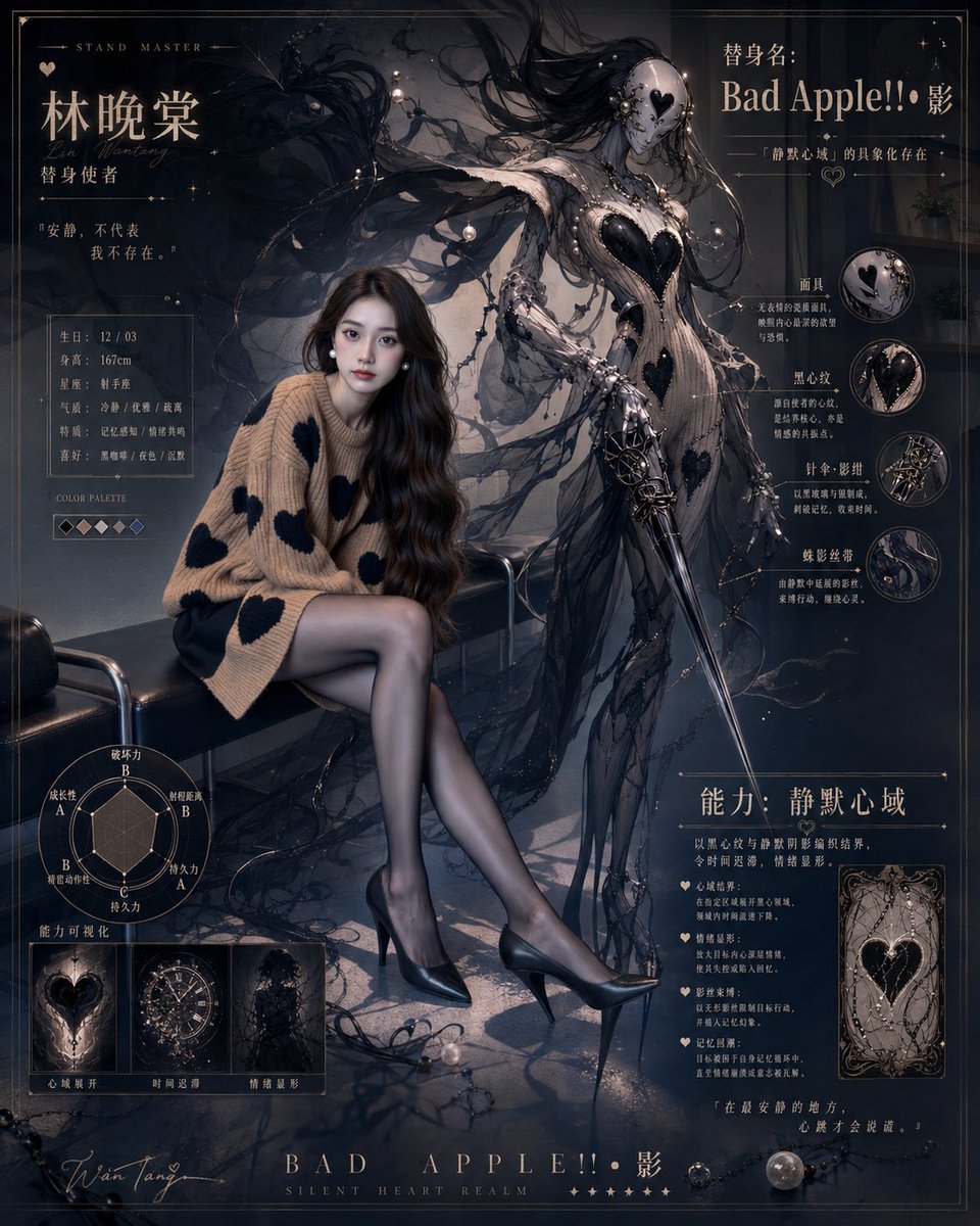 Gothic Stand Guardian Spirit Poster — Dark Fantasy Character Sheet Prompt
