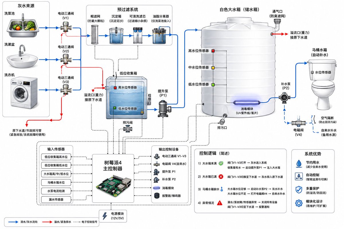 Greywater Recycling System Diagram — Sora 2 Engineering Prompt