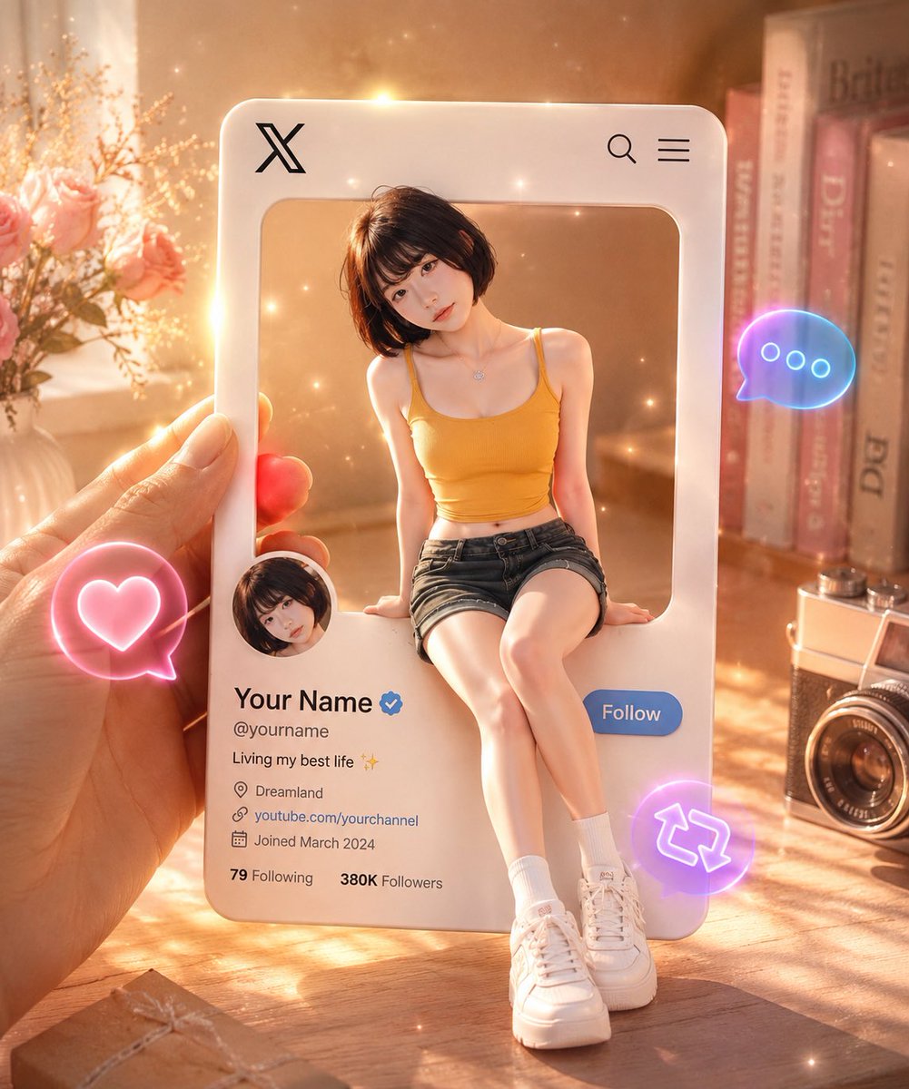 3D Social Media Profile Card — Sora 2 Prompt