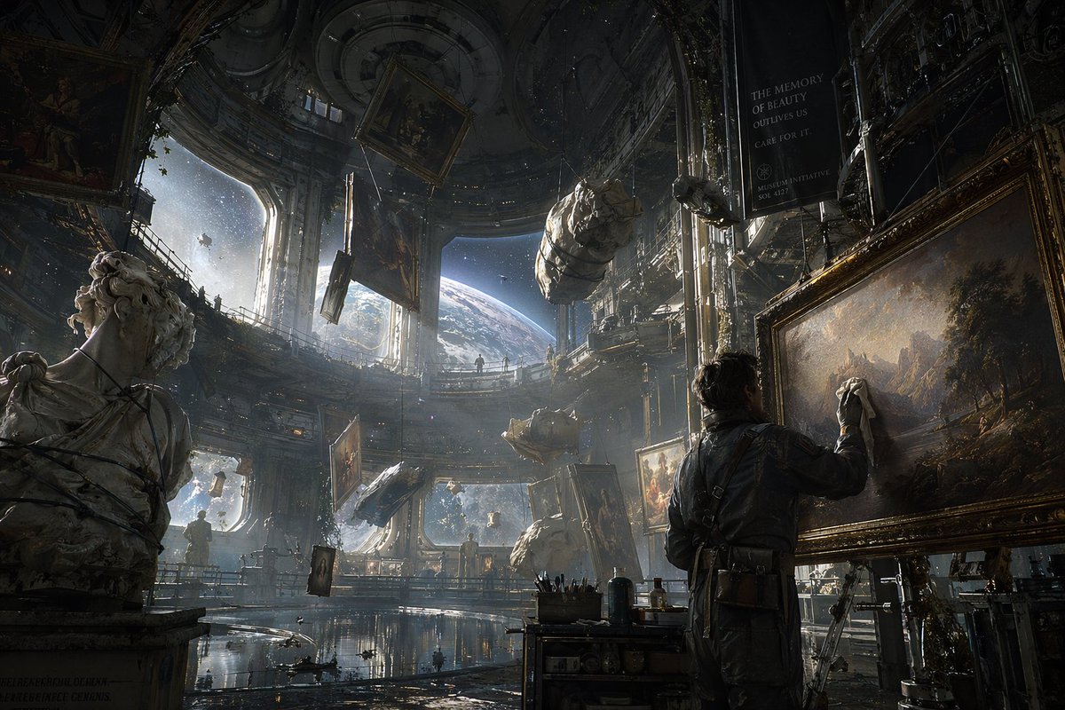 Zero-G Art Museum Restoration — Sora 2 Prompt