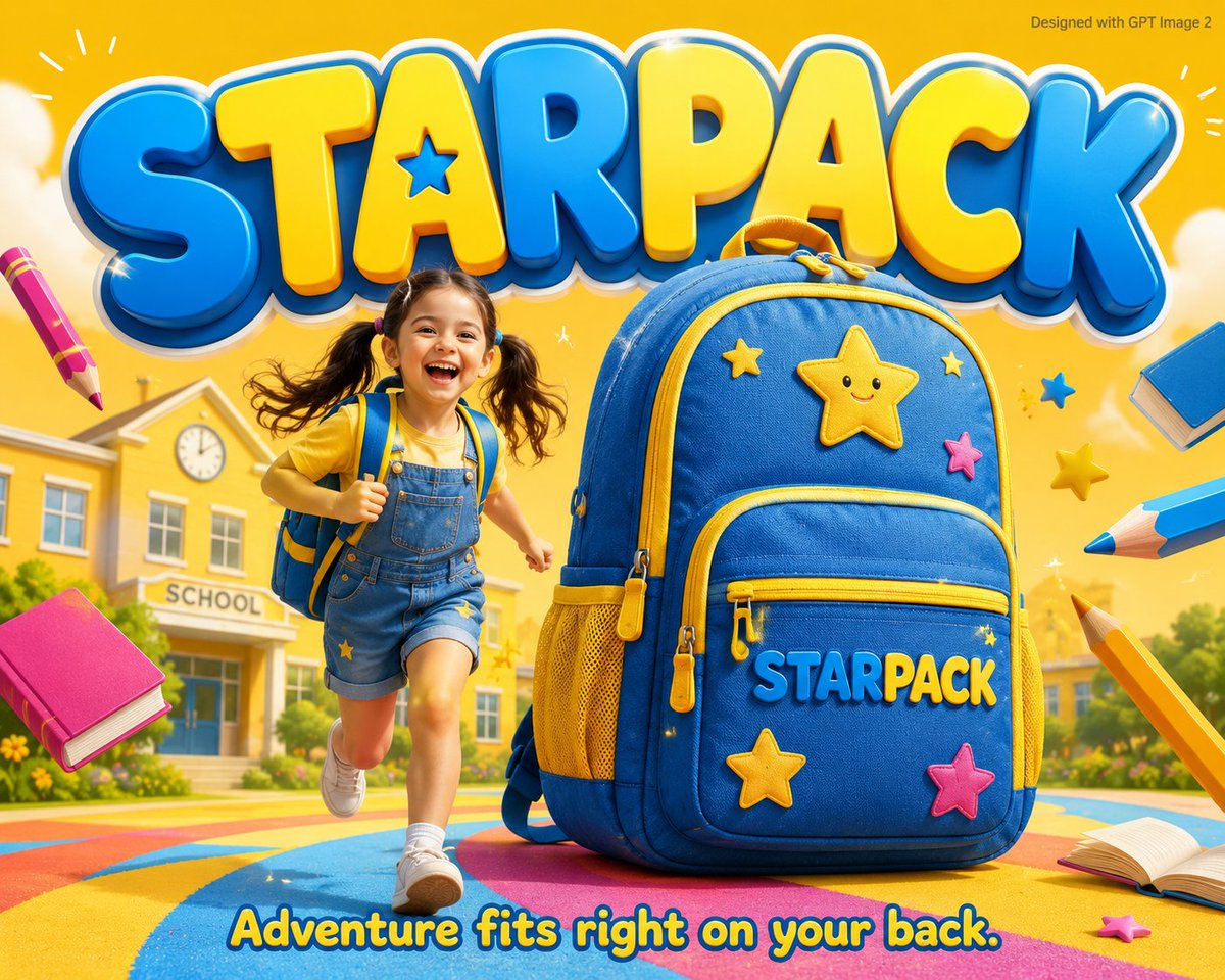 Children's Backpack Ad Poster — Vibrant School Marketing Prompt