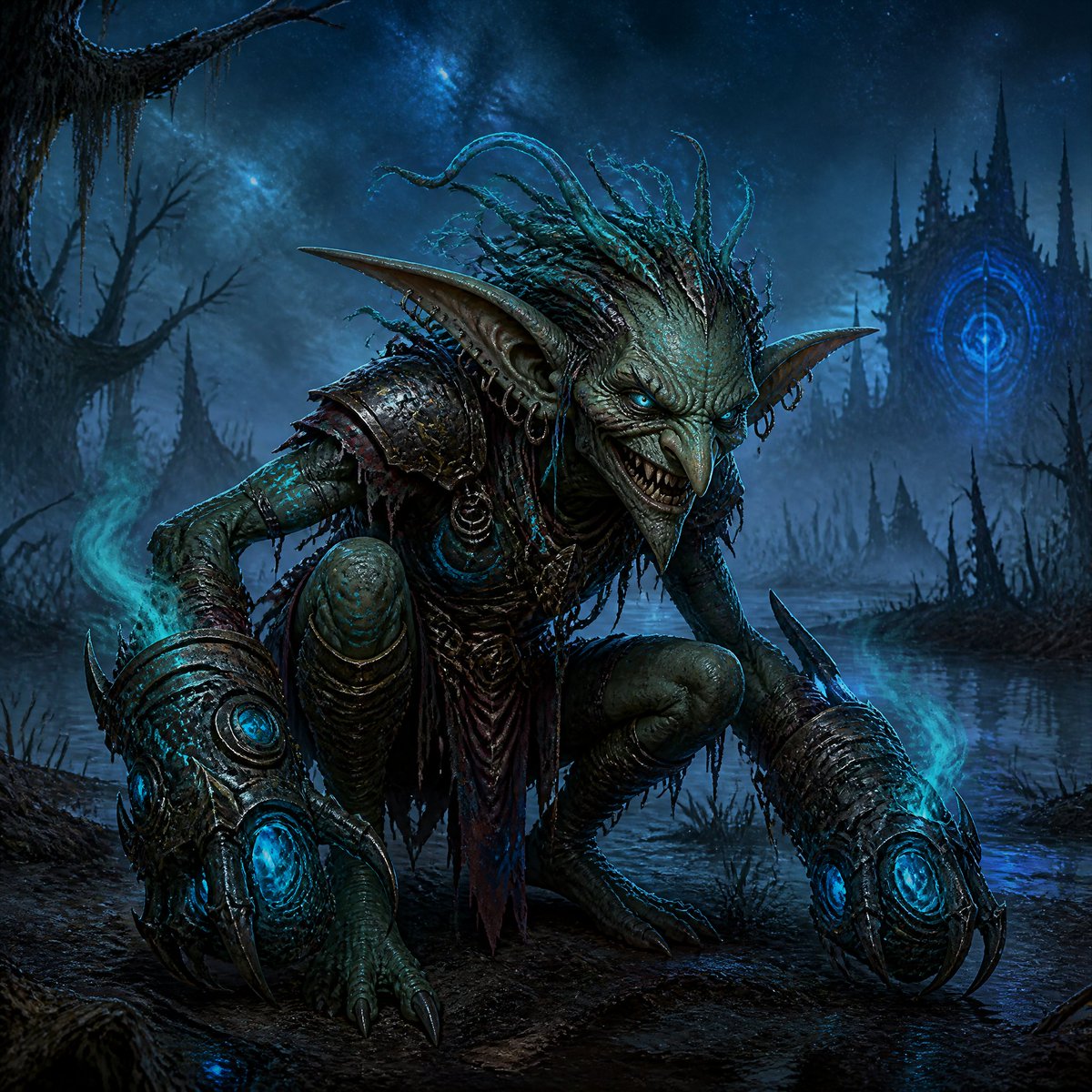 Dark Goblin Shaman in Haunted Swamp — Cinematic Art Prompt