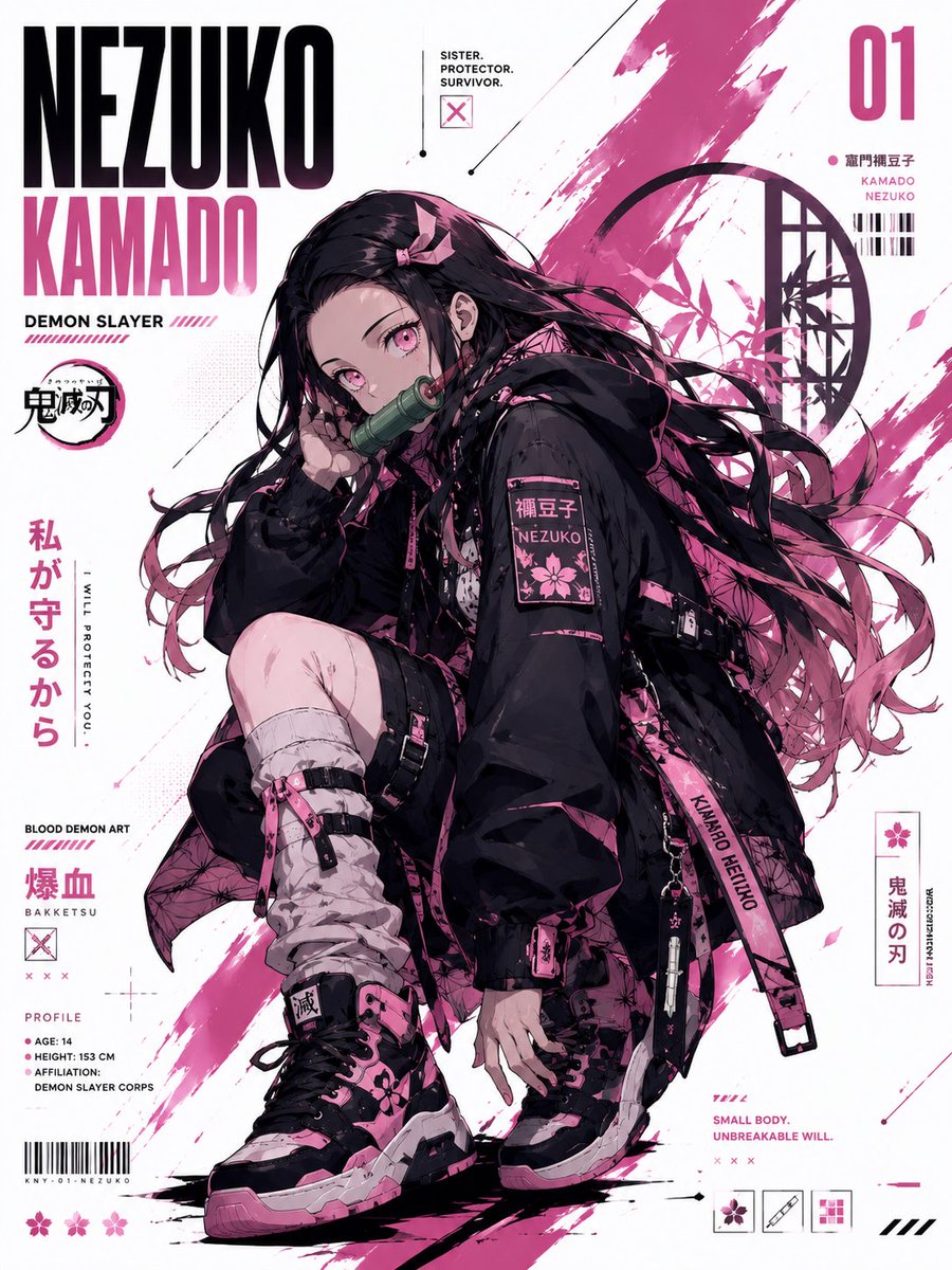 Anime Techwear Character Poster — Cyber Fashion Fusion Prompt