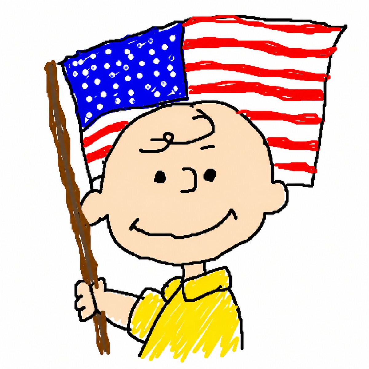 MS Paint Charlie Brown with Flag — Sora 2 Prompt