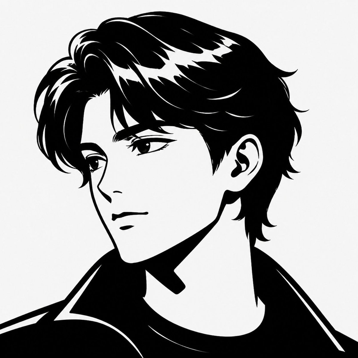 Minimalist Black & White Male Silhouette — Vector Portrait Prompt