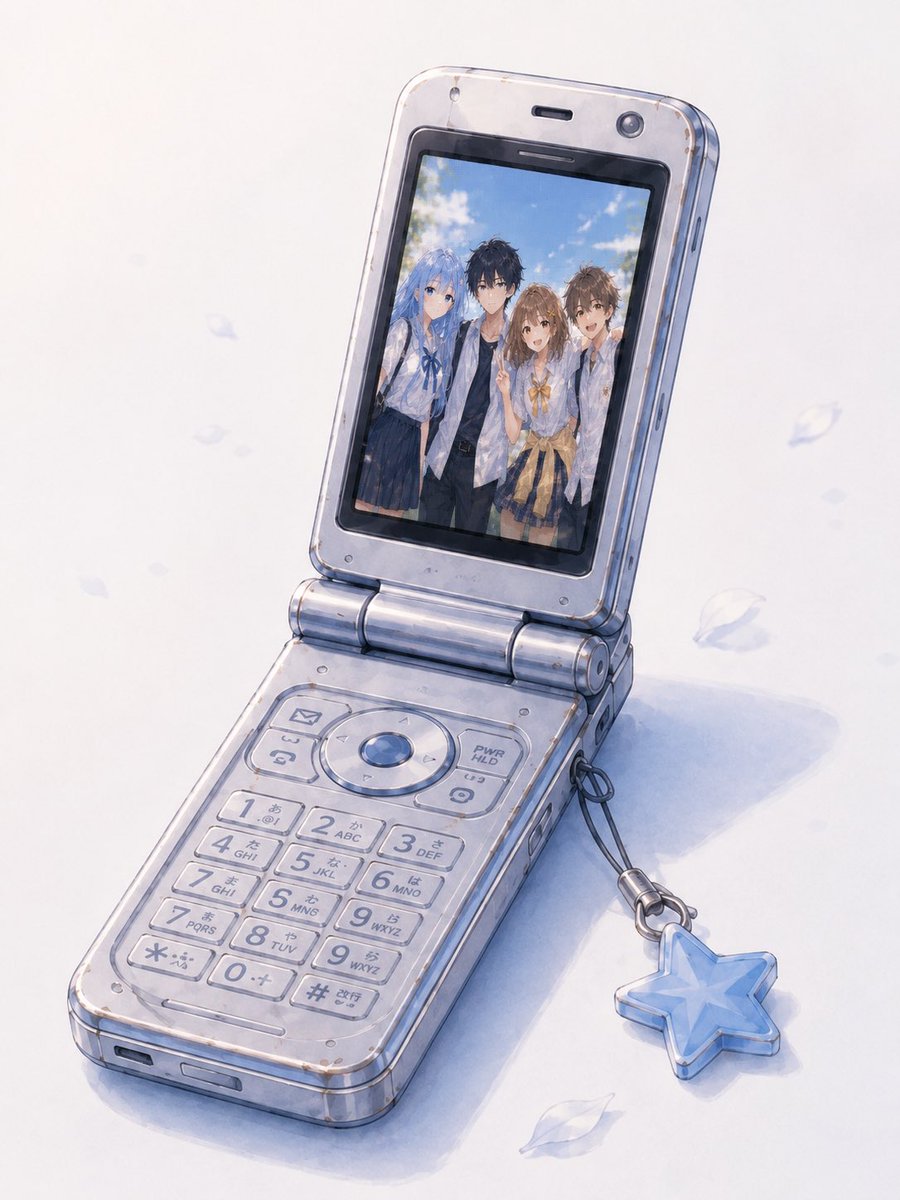 Vintage Flip Phone & Group Photo — Sora 2 Watercolor Prompt