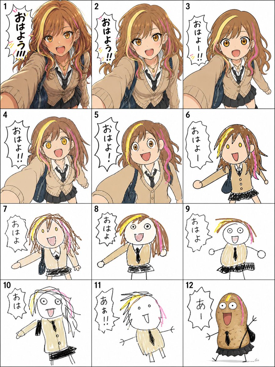 Visual Telephone Game Image Grid — Sora 2 Prompt