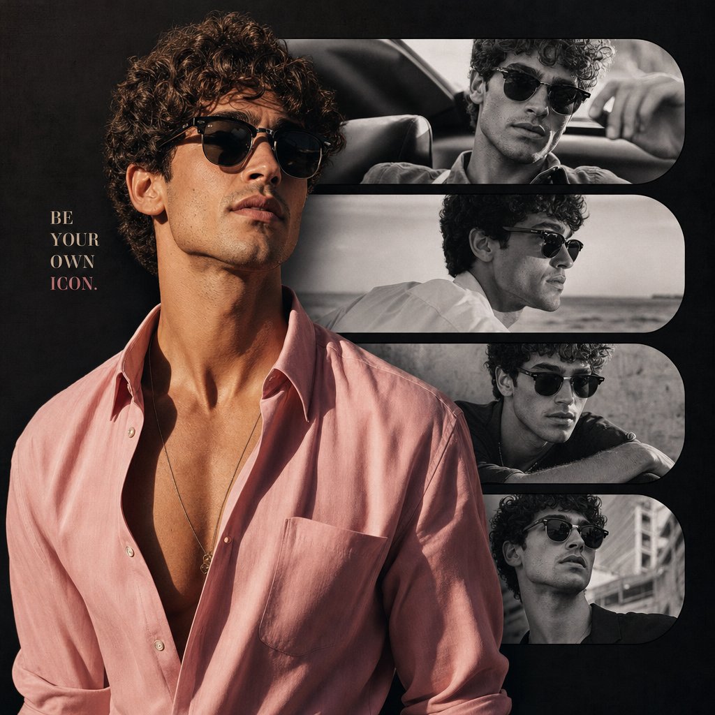 Luxury Fashion Portrait Collage Poster — Sora 2 Prompt