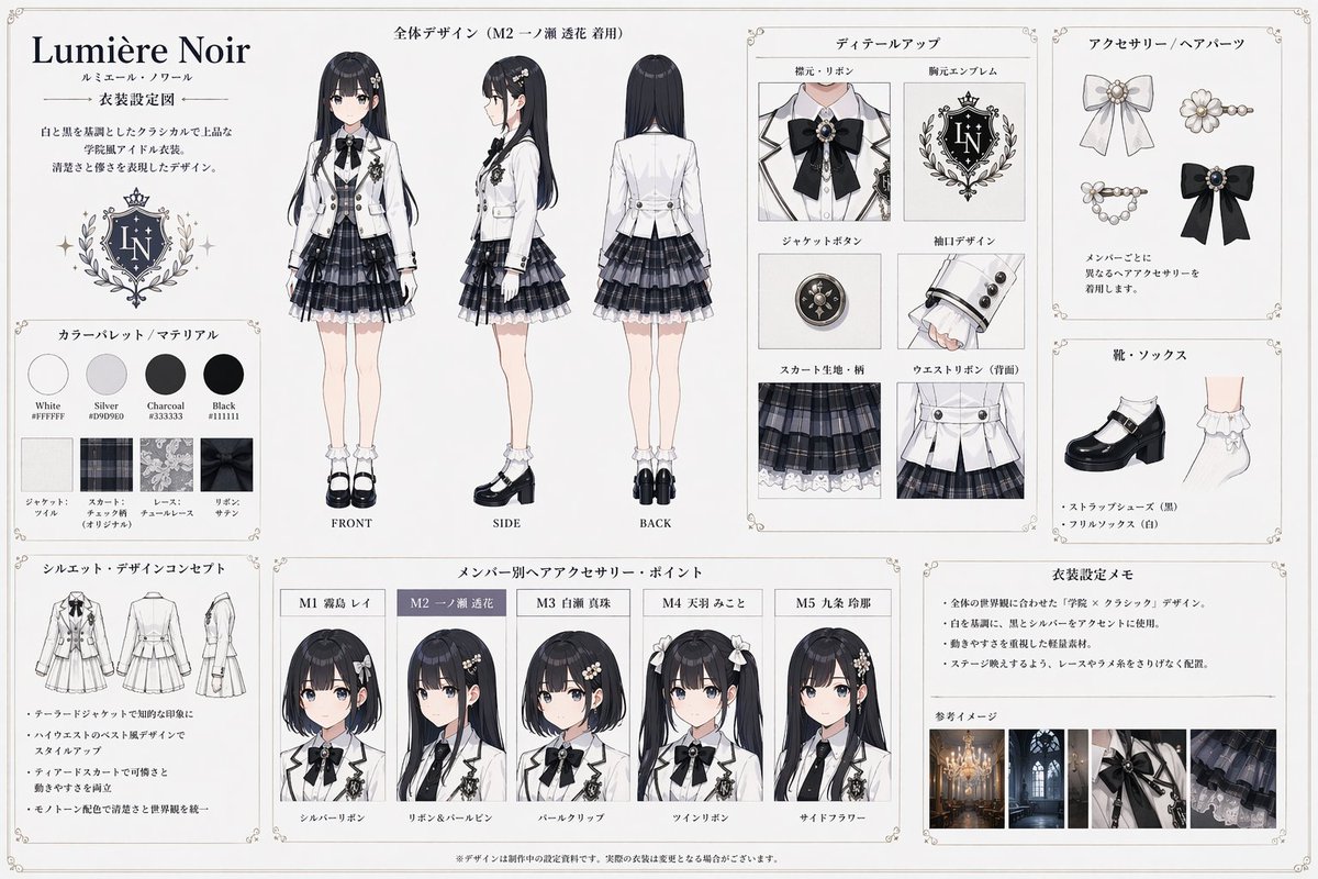Anime Idol Costume Design Sheet — Sora 2 Prompt