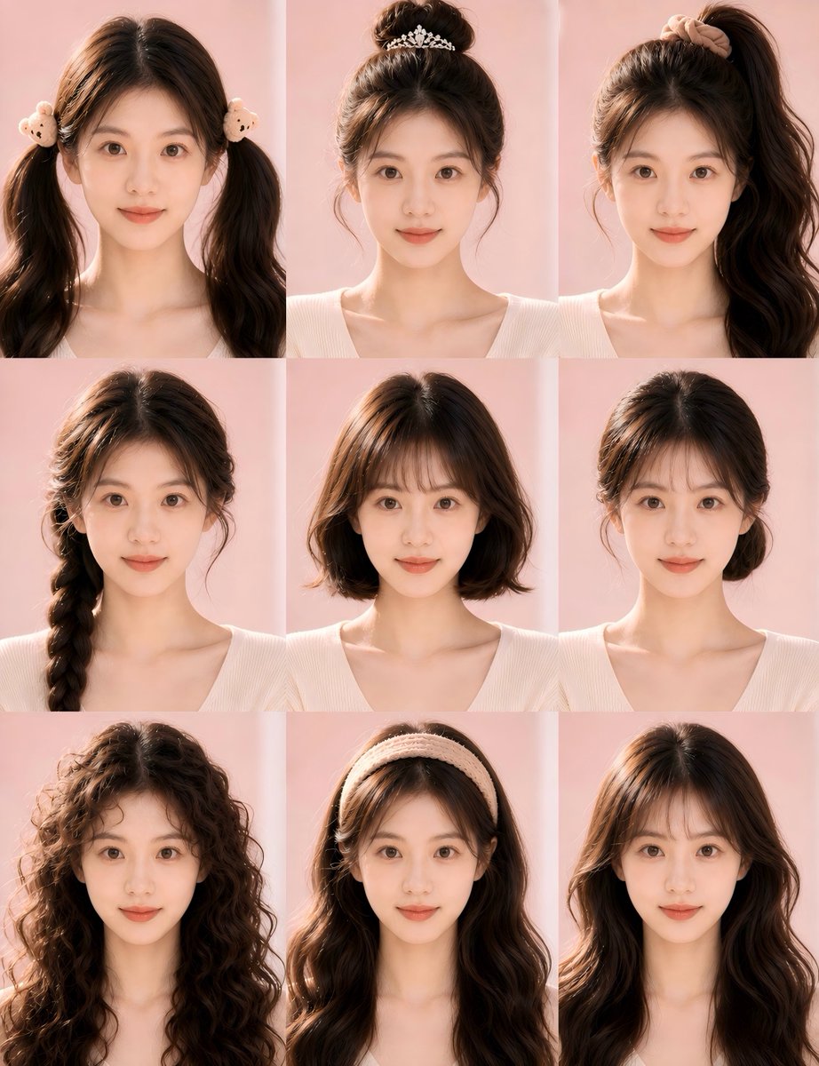 9 Hairstyle Try-On Grid — Photo-Realistic Sora 2 Prompt