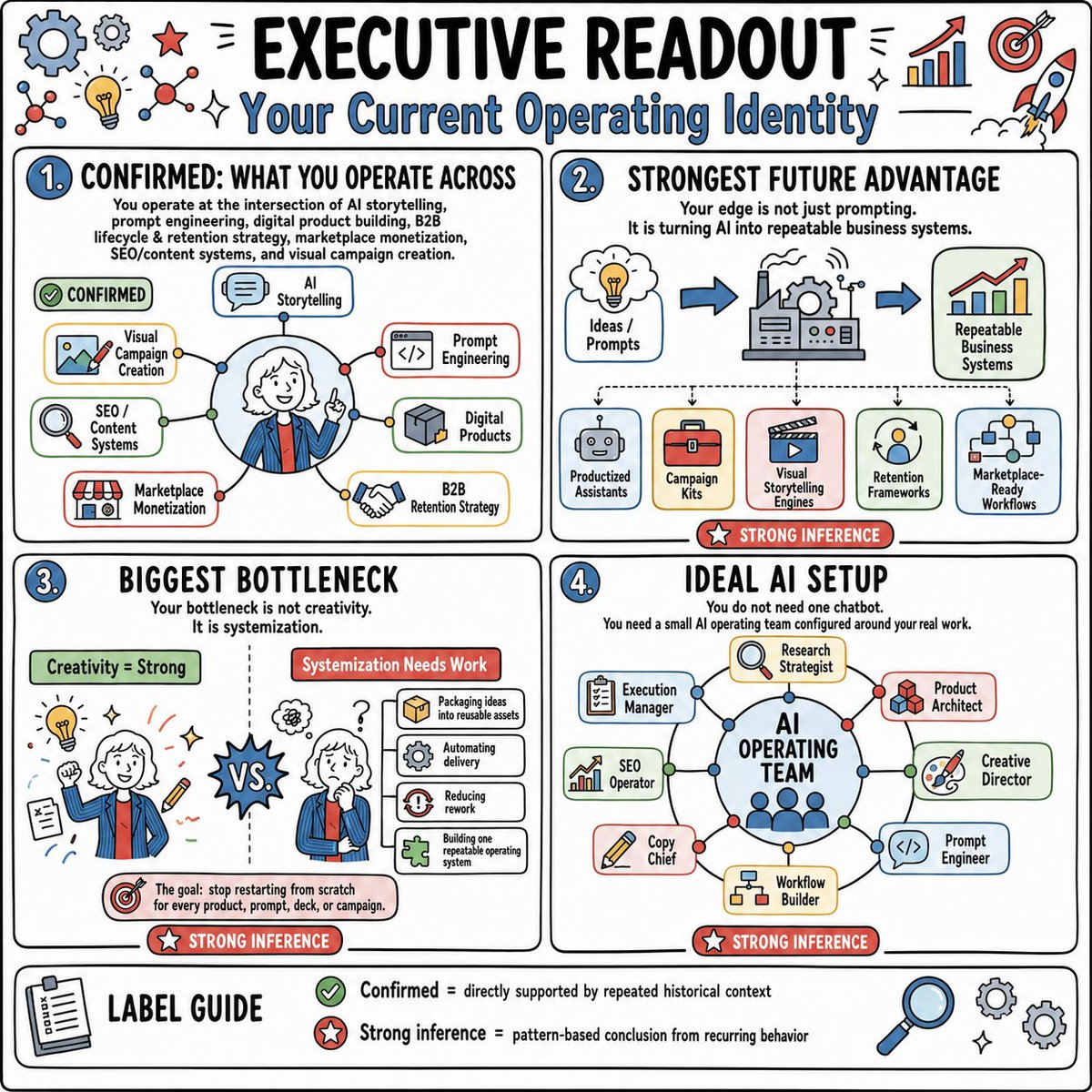 Hand-Drawn AI Operations Identity Infographic — Sora 2 Prompt