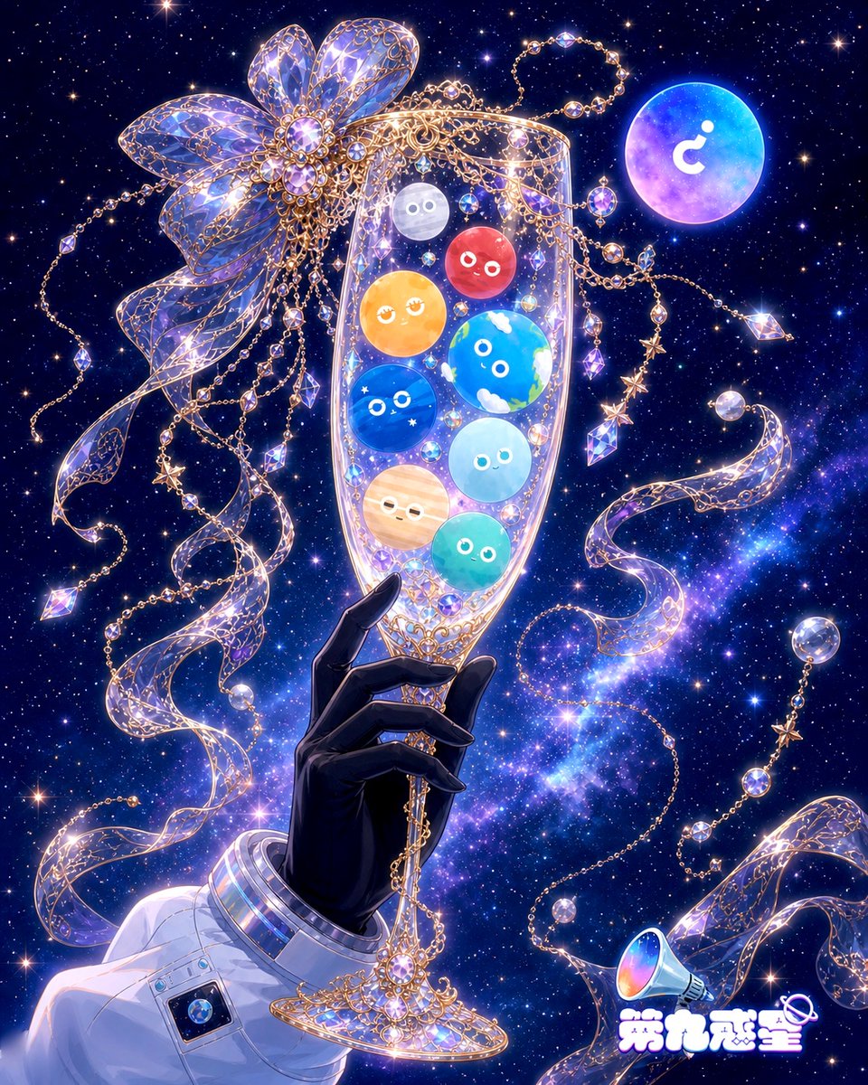 Celestial Planet Champagne — Fantasy Anime Art Prompt