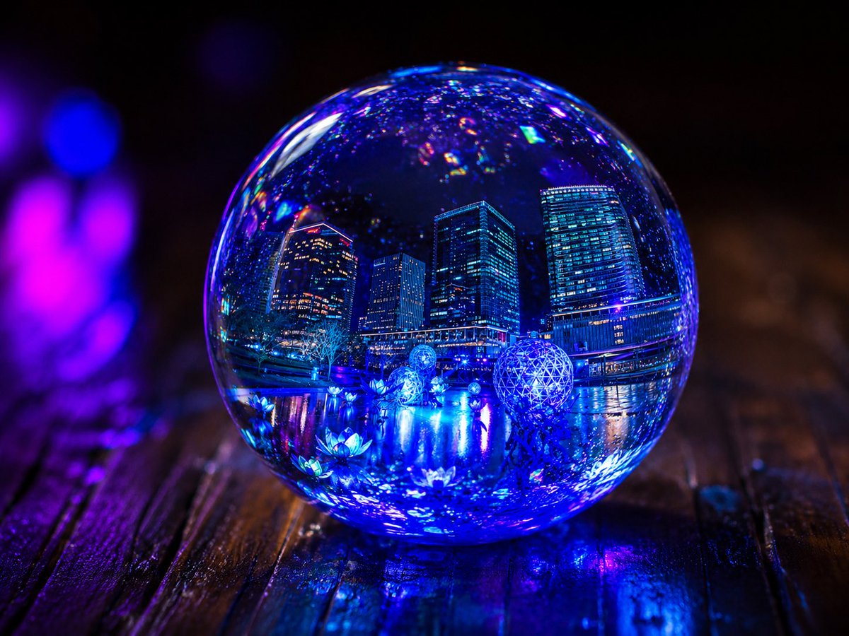 Glowing UV Resin City Sphere — Sora 2 Prompt