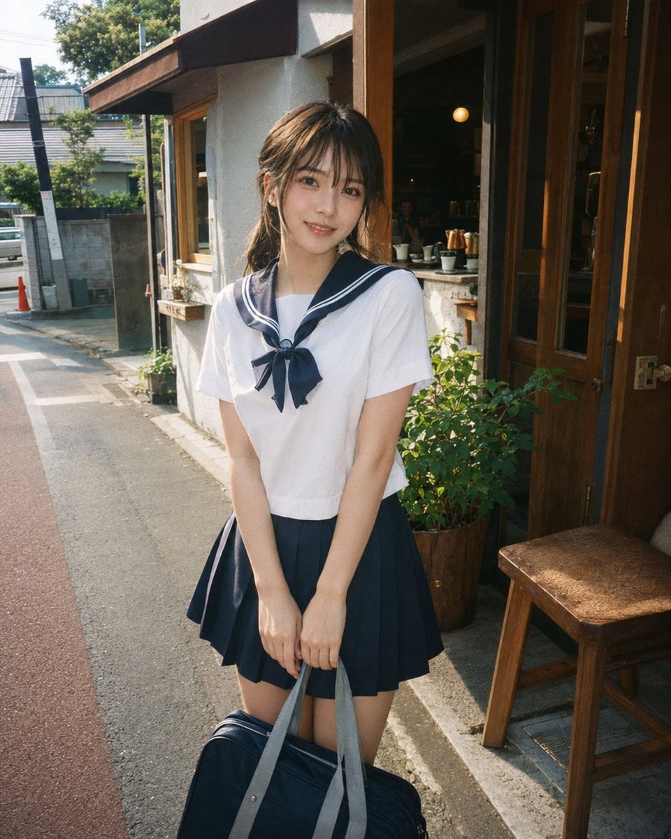 Japanese Sailor Uniform Film Portrait — Sora 2 Prompt