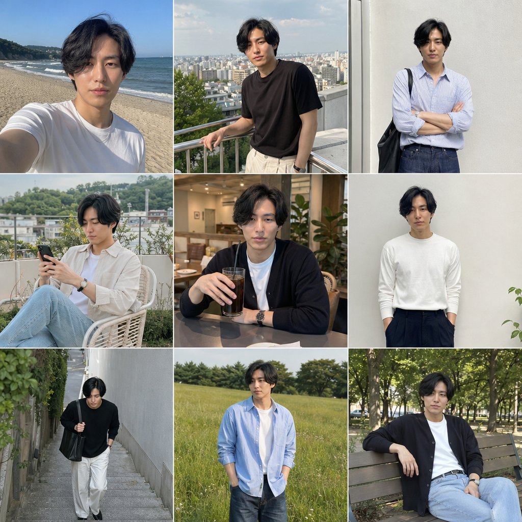 9-Grid Male Fashion Lookbook — Instagram Style Prompt