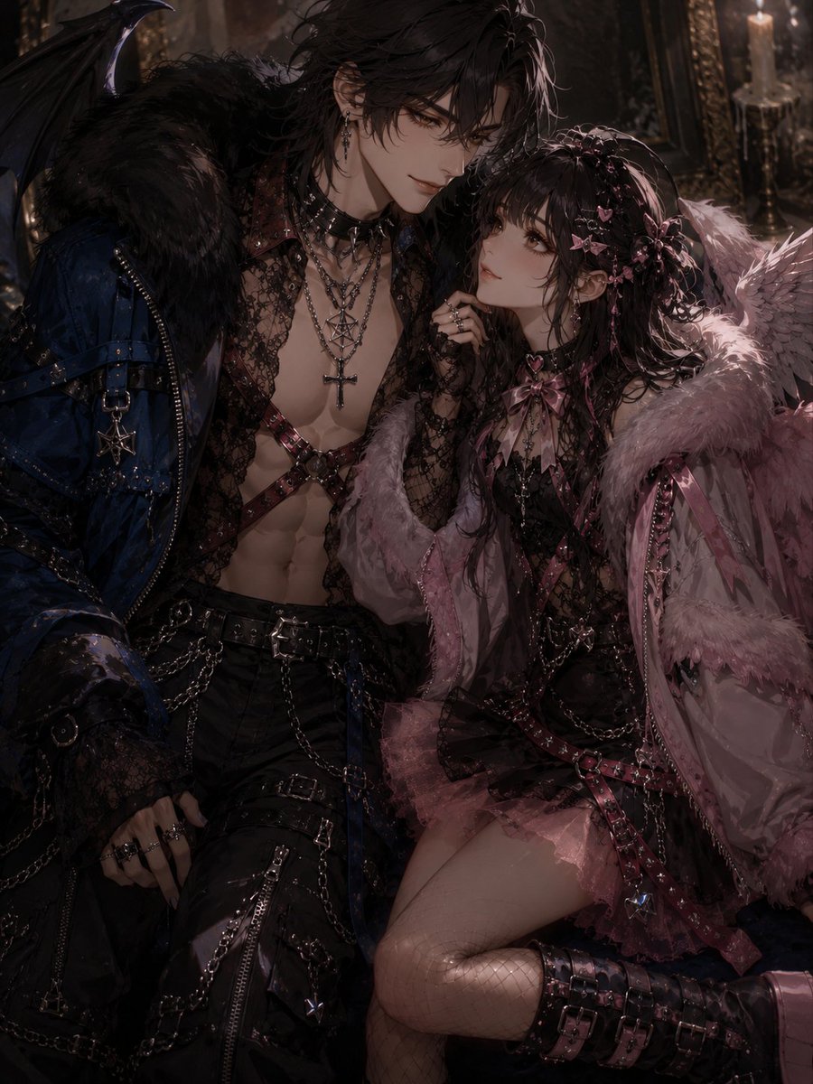 Gothic Angel & Demon Couple — Sora 2 AI Prompt