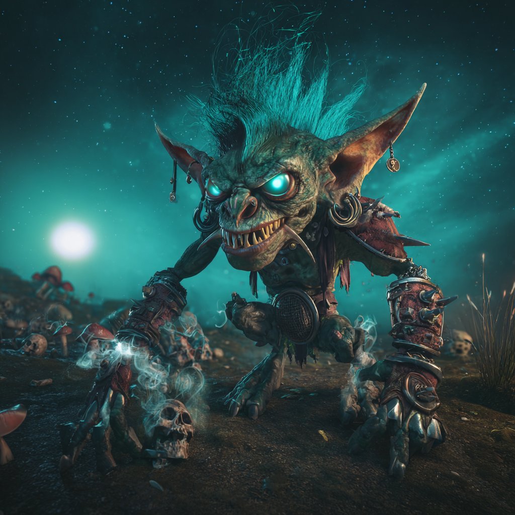 Dark Cinematic Goblin Warrior Portrait — Sora 2 Prompt
