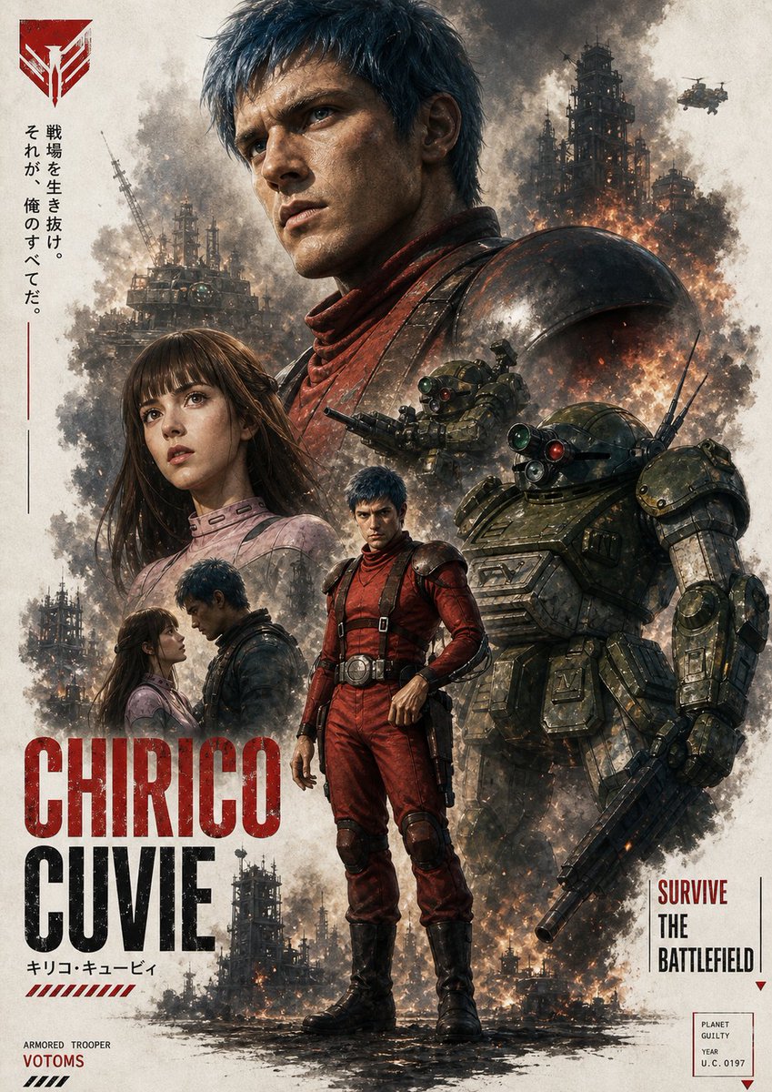 Retro 80s Mecha War Poster — Gritty Anime Key Art