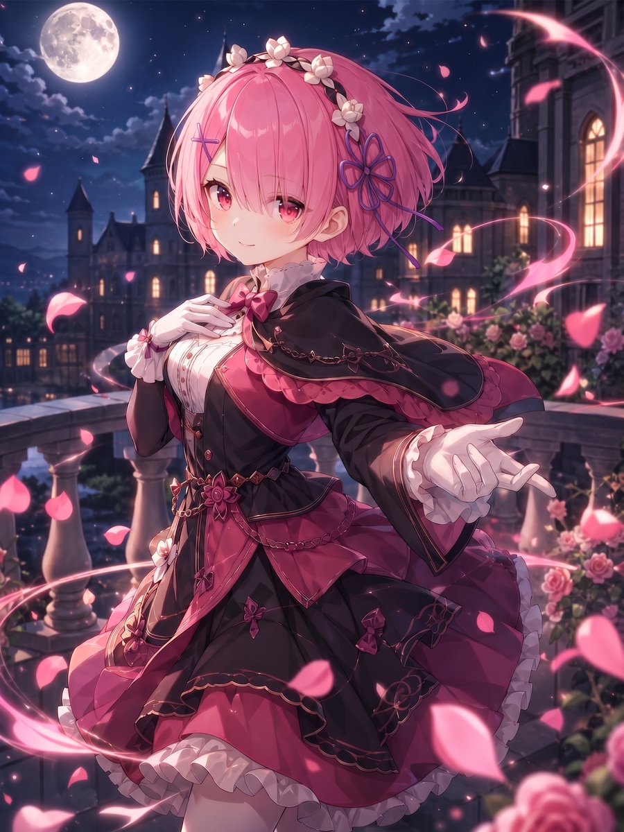 Gothic Lolita Balcony Night Scene — Sora 2 Prompt