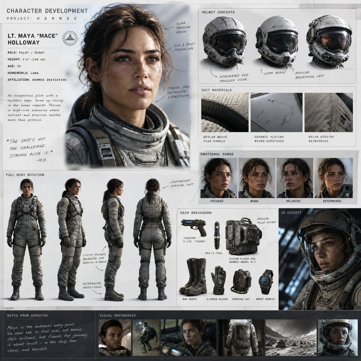 Cinematic Sci-Fi Character Design — Sora 2 Prompt