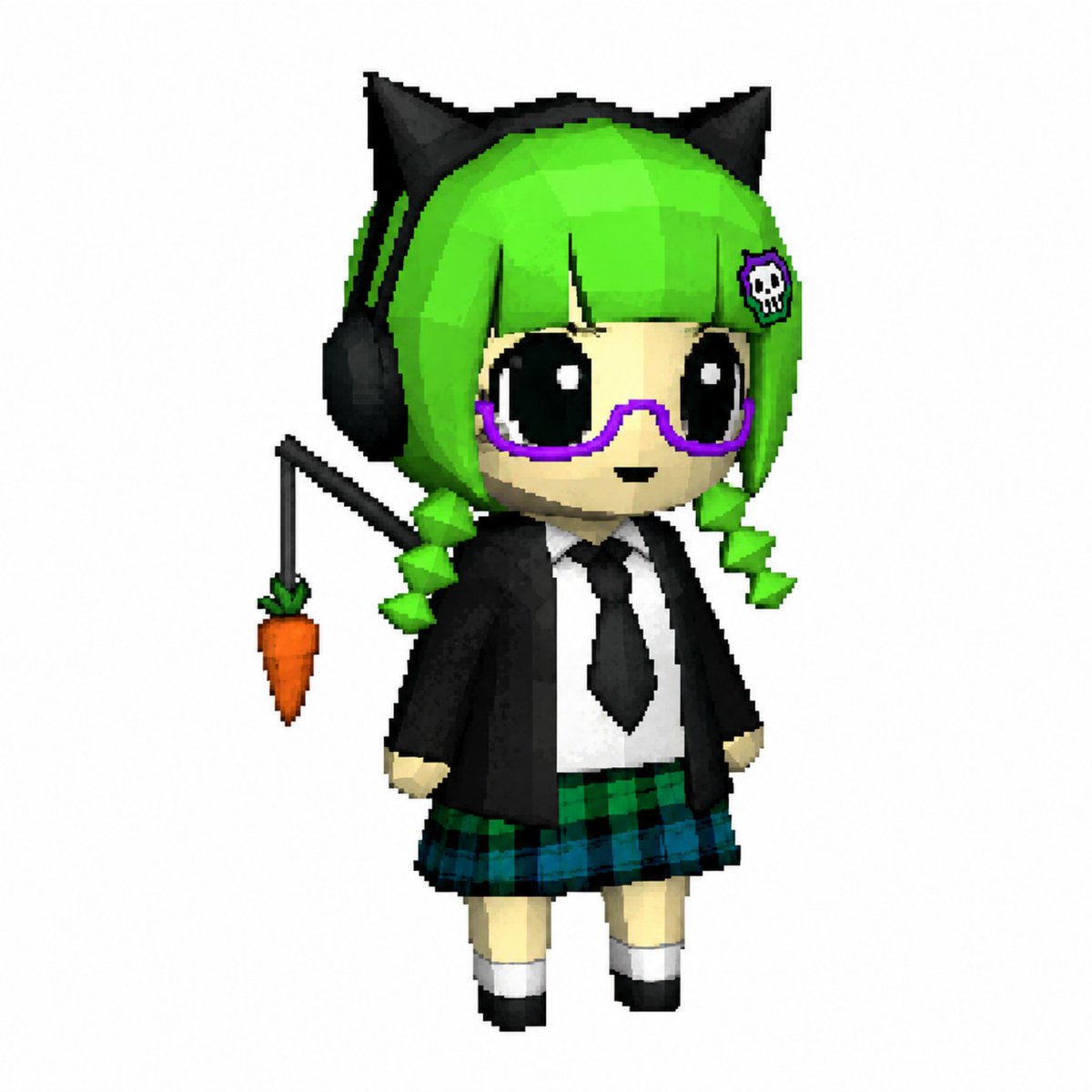 Cute Voxel Cat-Ear Girl with Carrot Accessory — Sora 2 Prompt