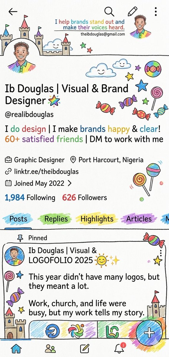 Playful Hand-Drawn Designer Profile Mockup — Sora 2 Prompt