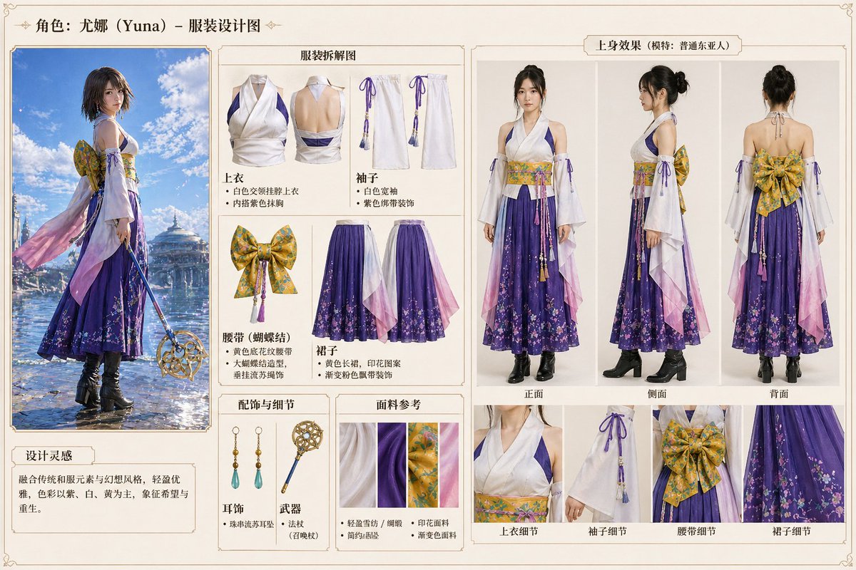 Anime-Kostüm-Design-Zerlegung — Sora 2 Design-Aufforderung