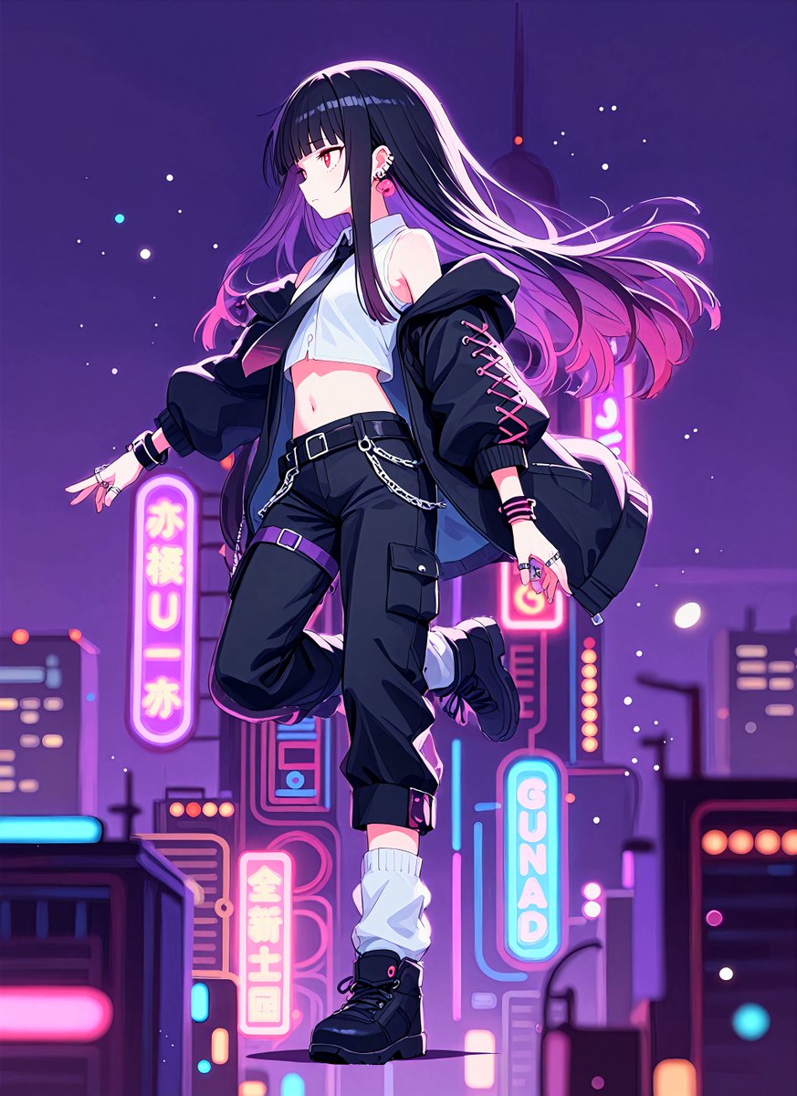 Cyberpunk Neon Anime Girl — Sora 2 Prompt