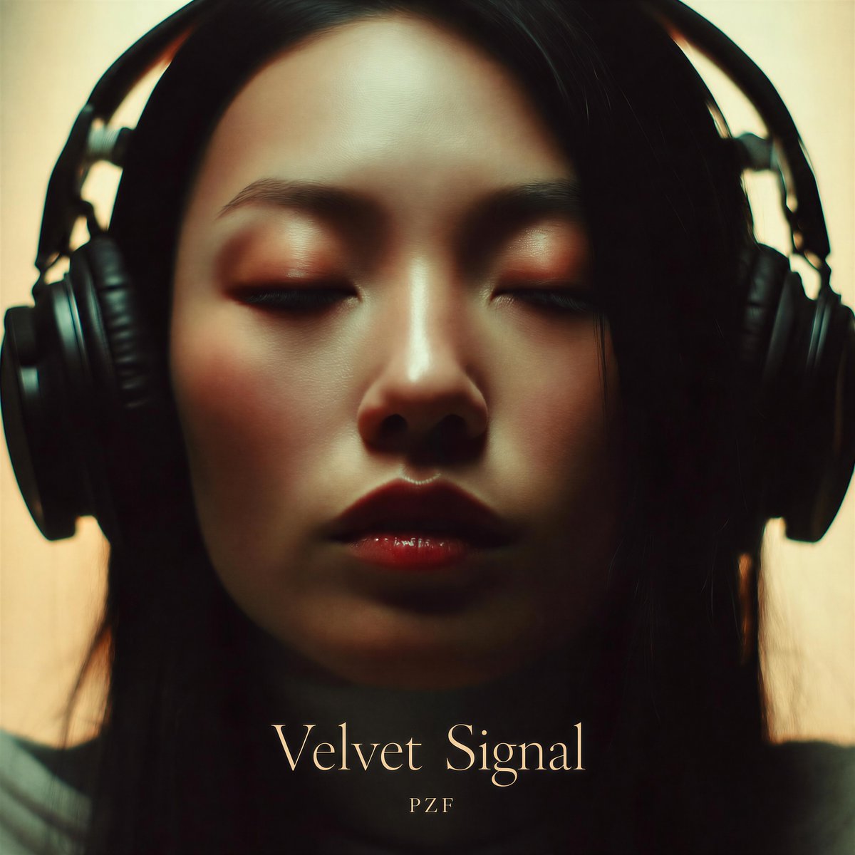 Moody Album Cover with Headphones & Brown Block — Sora 2 Prompt