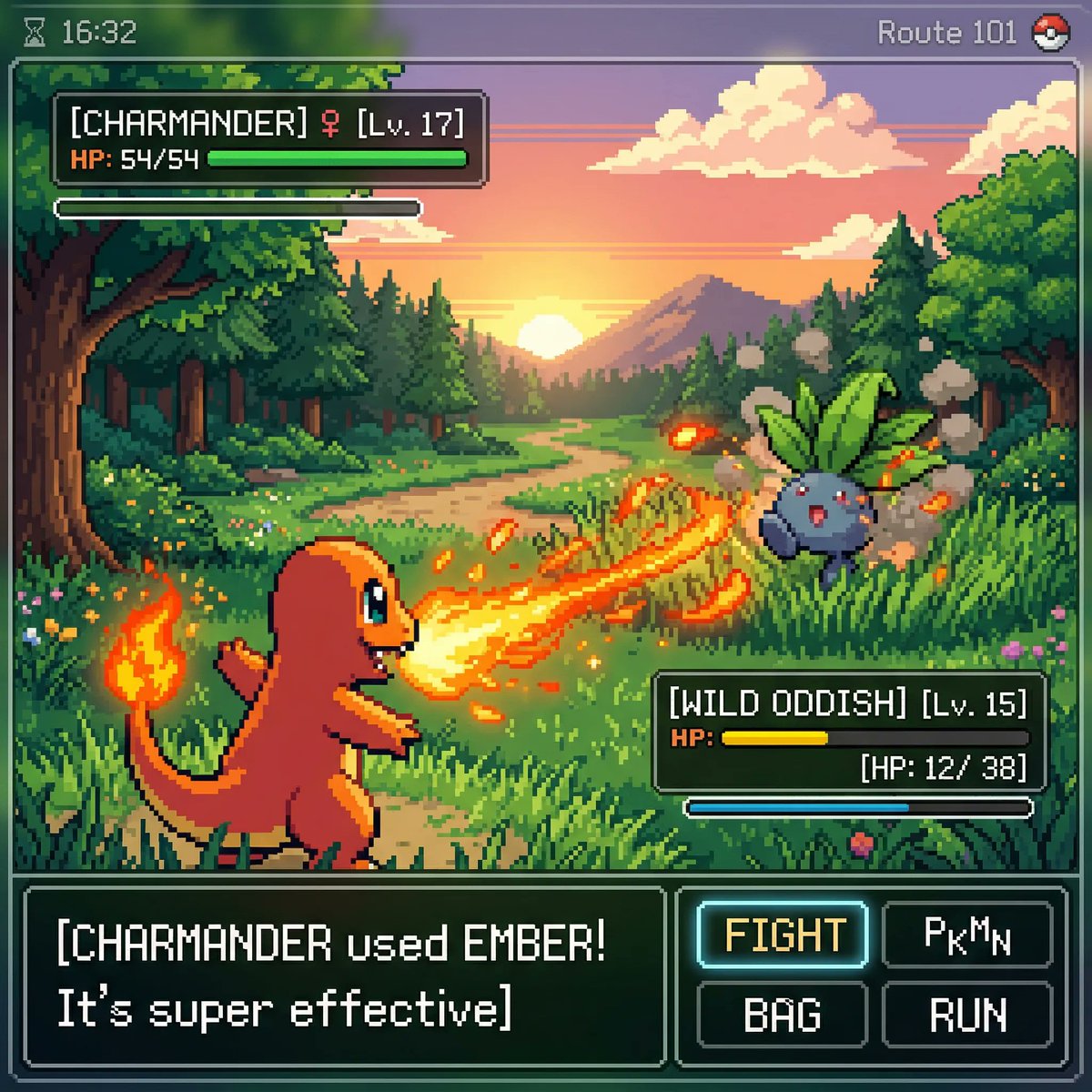 Pixel Art Game Battle — Retro SFX & UI Prompt