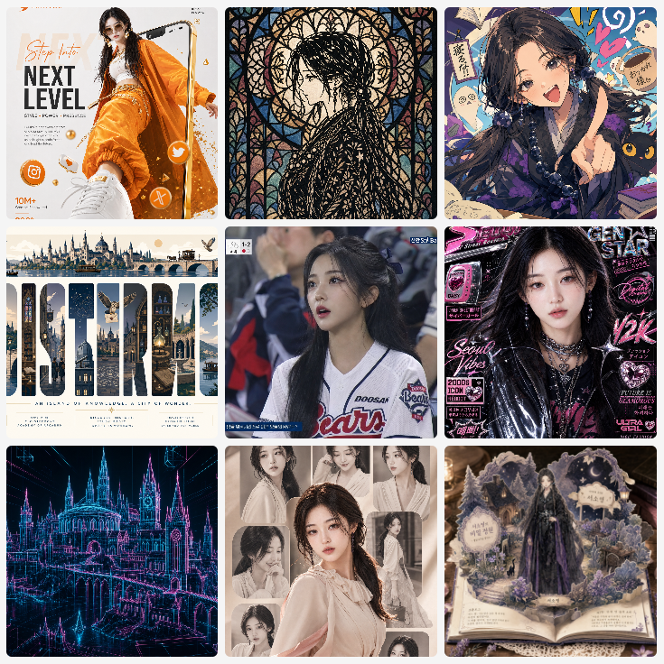 9-Grid AI Profile Collage — Diverse Styles with Privacy Blur