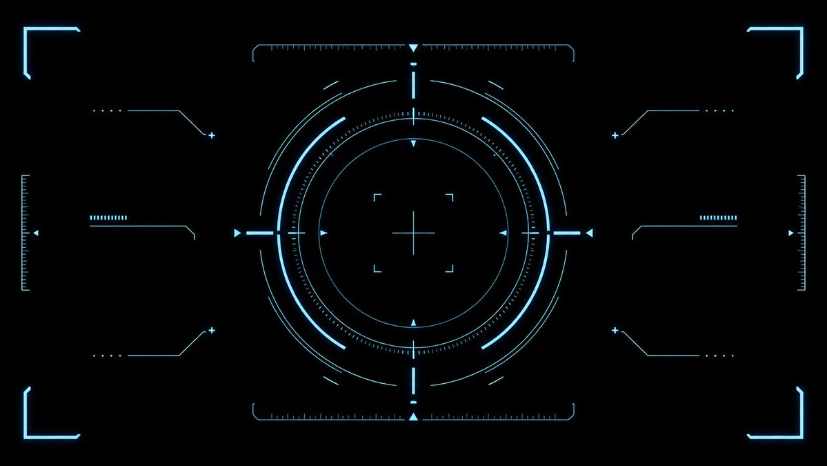 Cyan Sci-Fi HUD Reticle Overlay — Futuristic UI Prompt