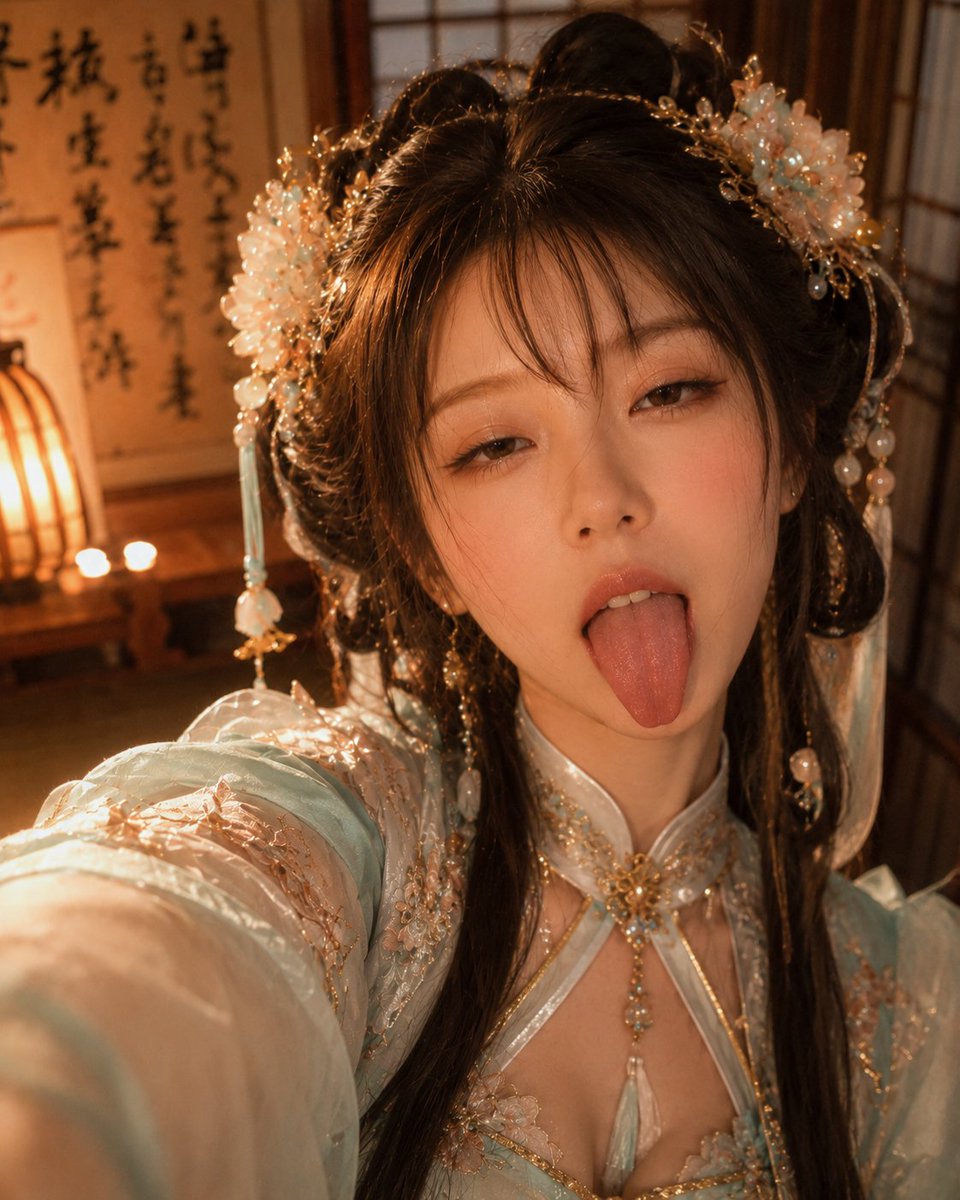 Hanfu Selfie Portrait with Privacy Block — Sora 2 Prompt