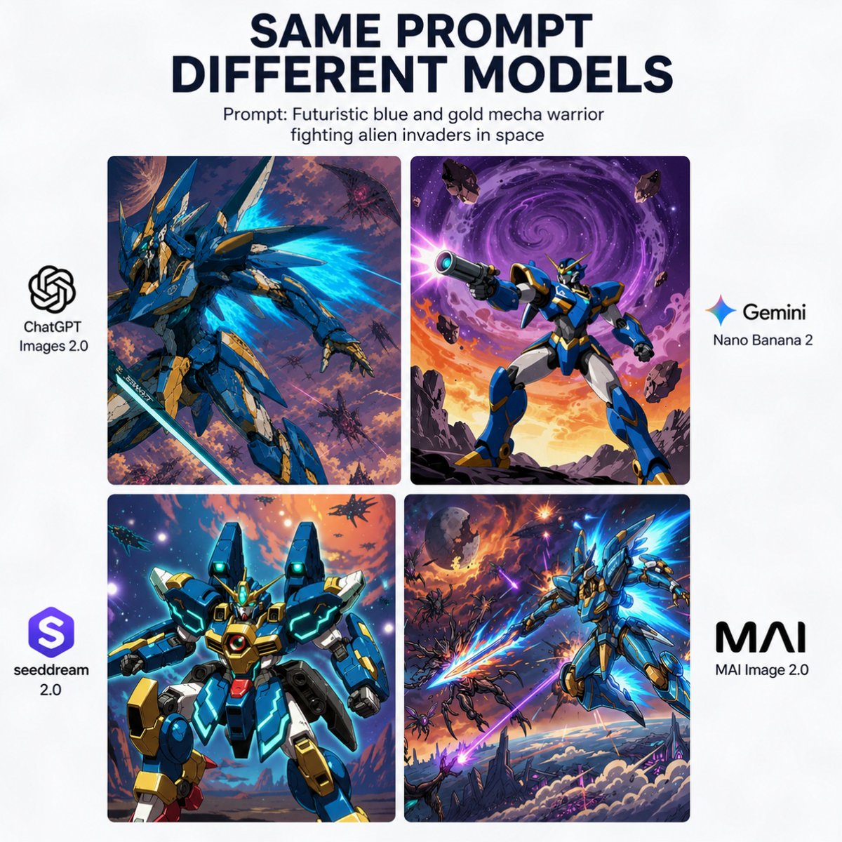 AI Model Mech Battle — Comparison Poster