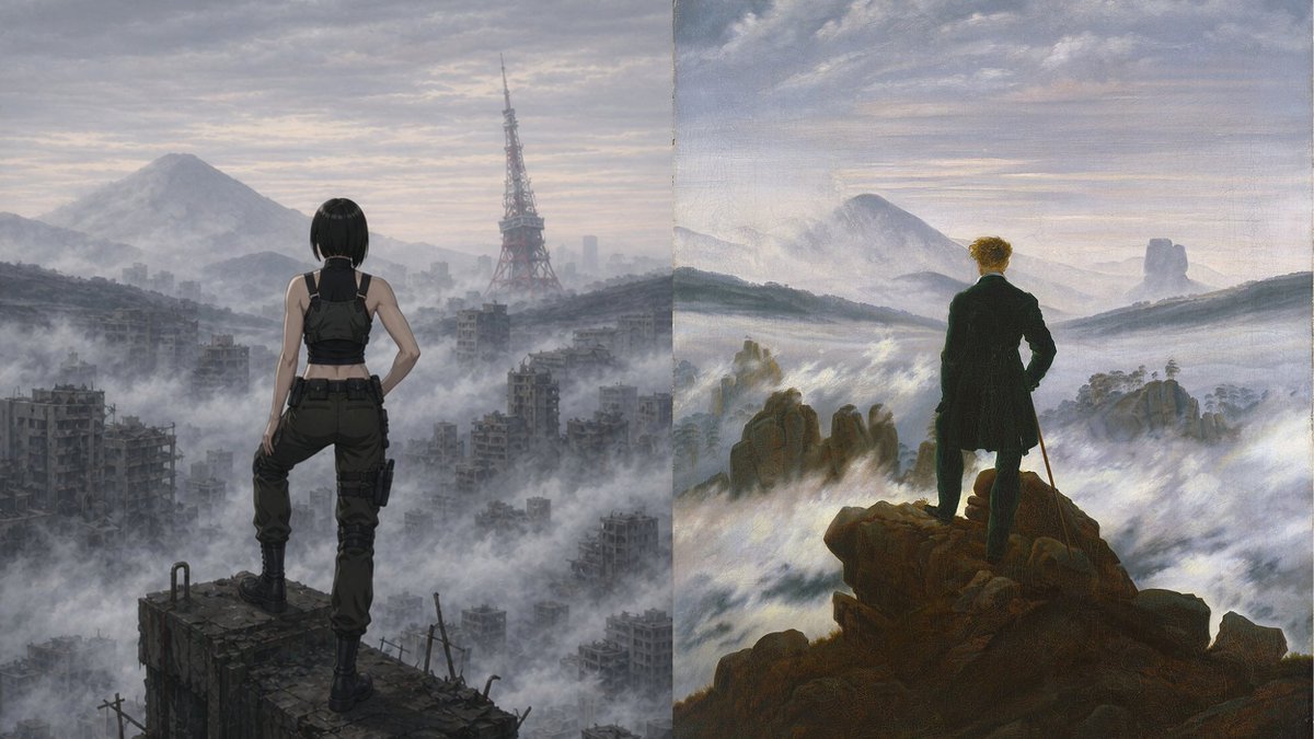 Cyberpunk Wanderer in the Fog — Post-War Tokyo 2040 Prompt