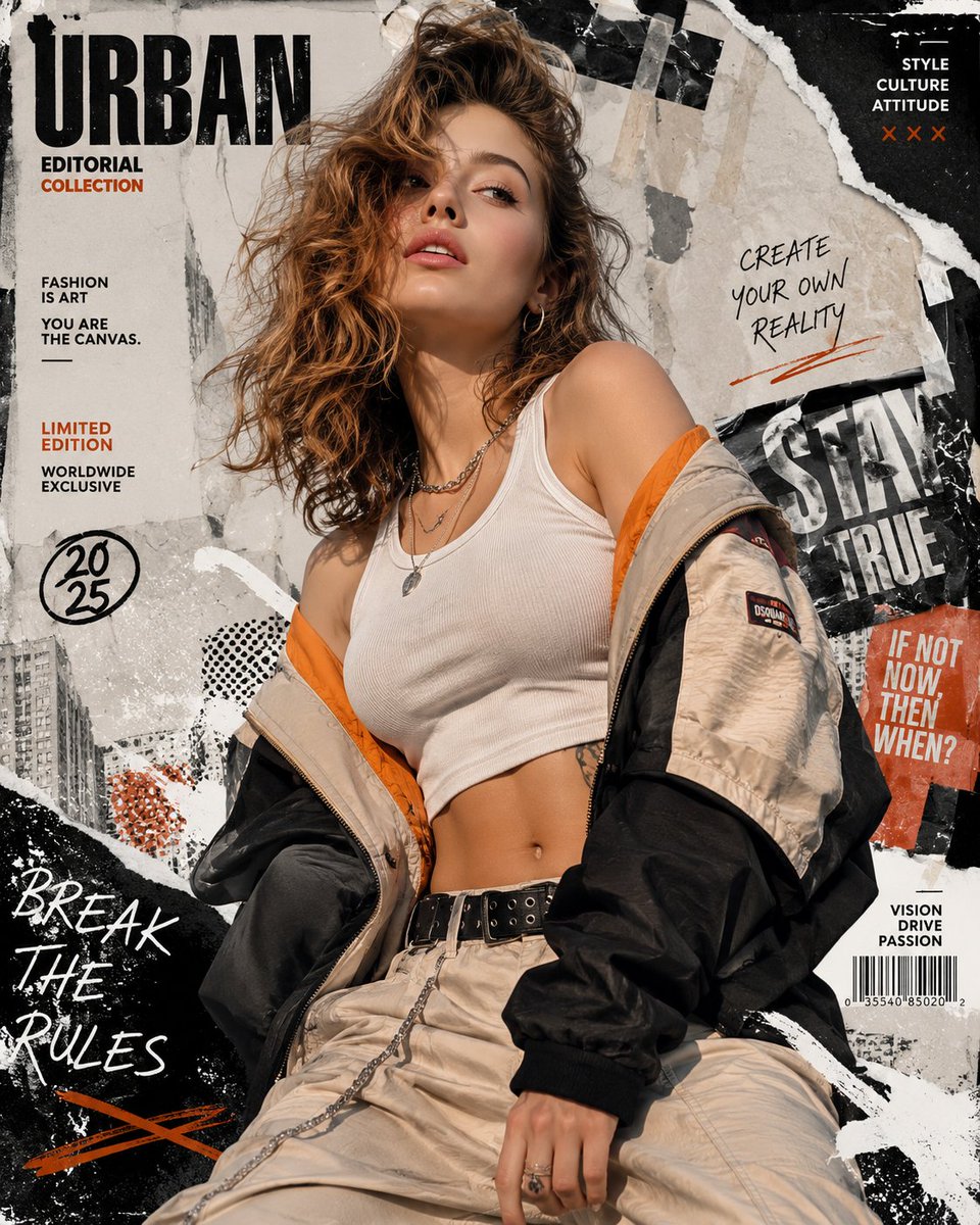 Urban Editorial Fashion Collage Poster — Sora 2 Prompt