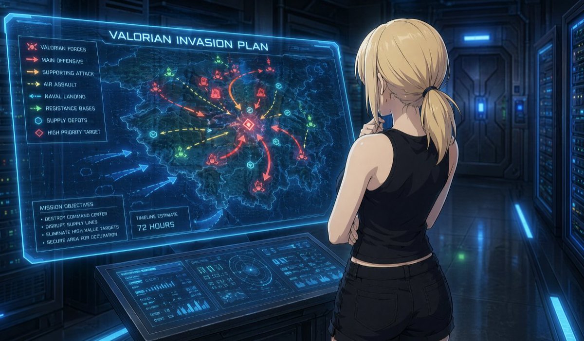 Anime Cyberpunk War Strategy Room — Sora 2 Prompt