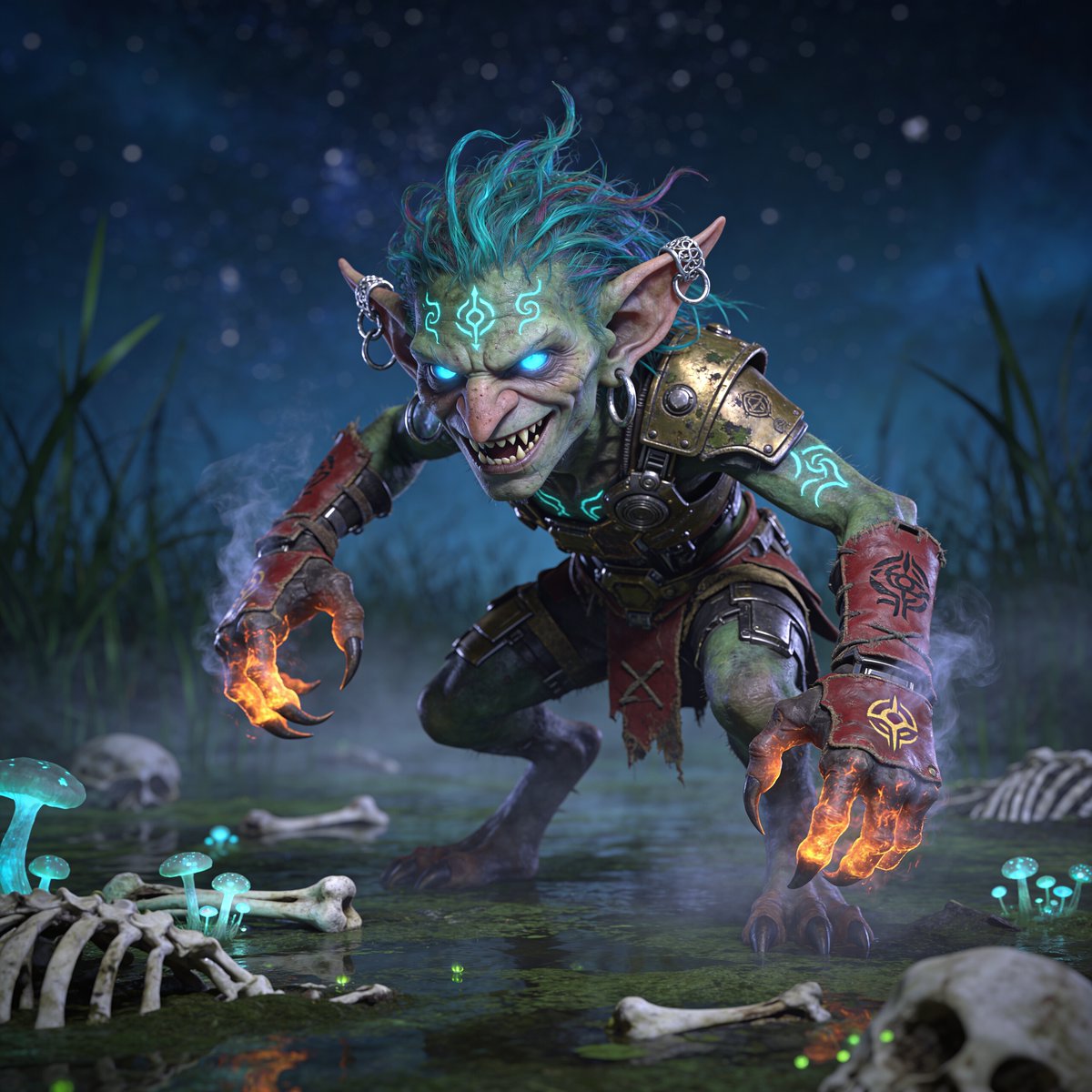 Goblin Shaman in Dark Swamp — Cinematic 3D Prompt