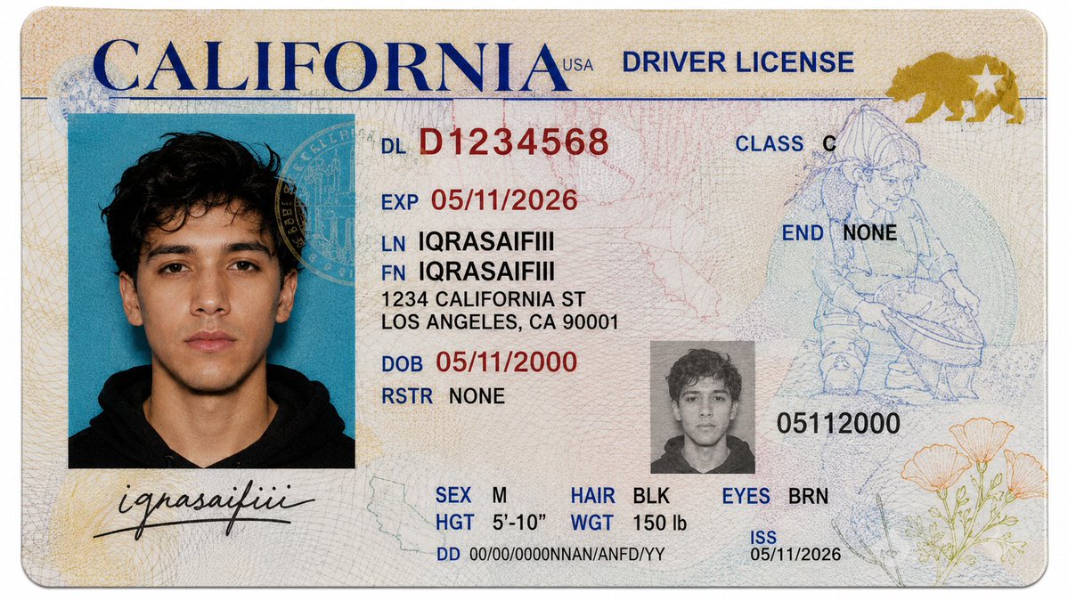 Realistic 4K Driver's License Mockup — AI Prompt