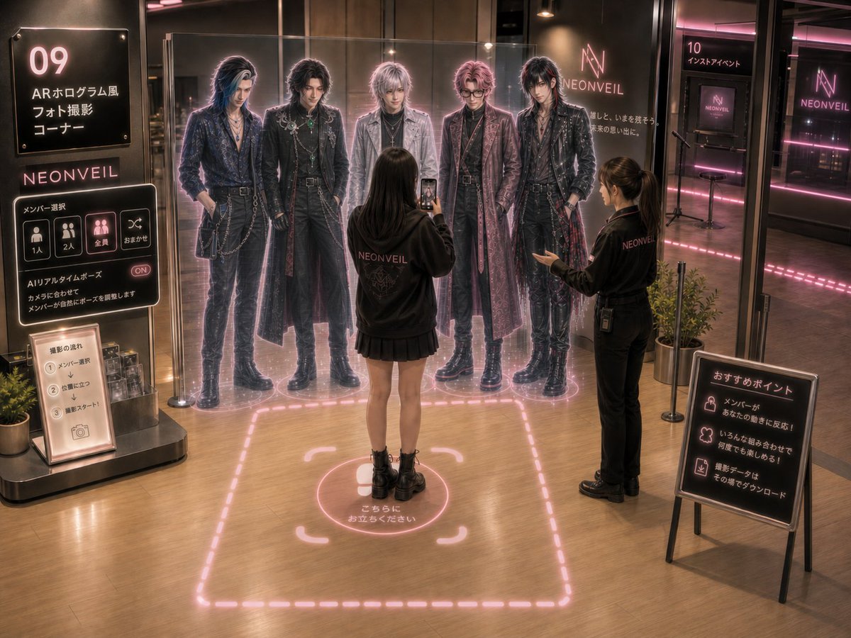 NEONVEIL AR Photo Booth — Futuristic Idol Concept Art