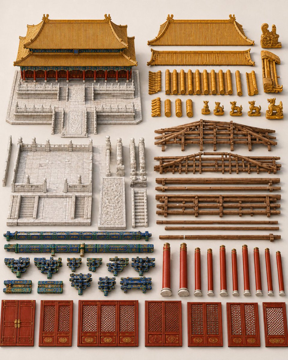 Traditionelle chinesische Palastkomponenten — Architektur-KI