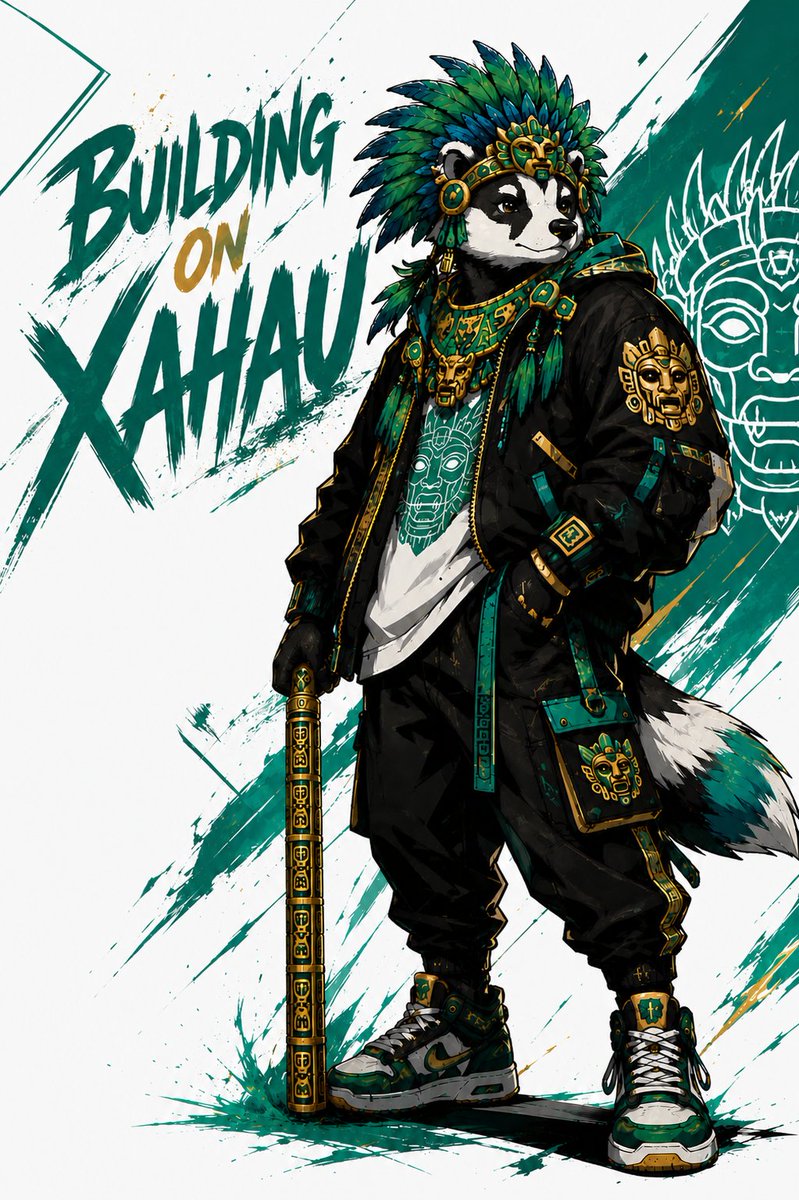 Xahau Street Panda Poster — Vibrant Aztec Crypto Art Prompt