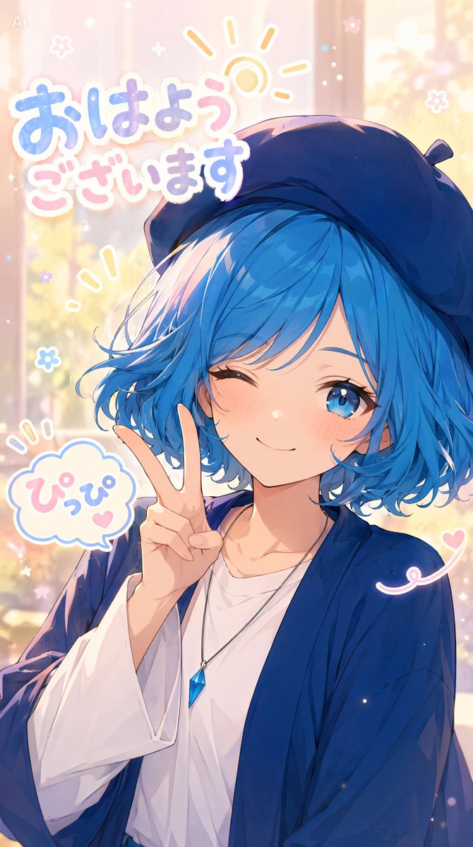 Cute Anime Good Morning Portrait with Privacy Block — Sora 2 Prompt