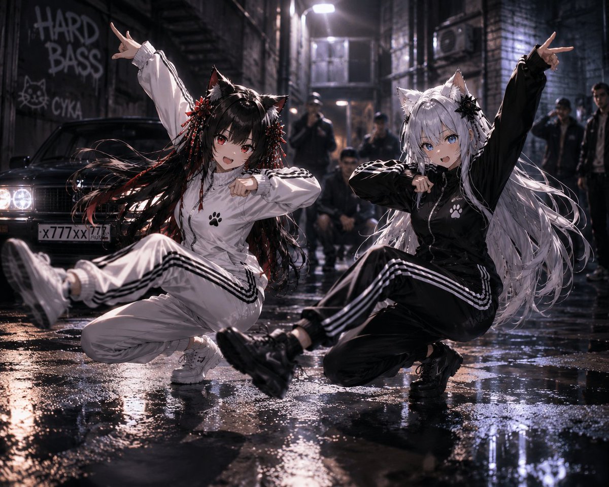 Cyberpunk Rainy Alley — Cat-Ear Street Dancer AI Prompt