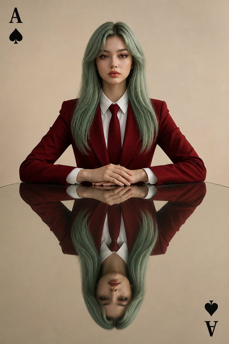 Symmetrical Playing Card Mirror Portrait — Sora 2 Prompt