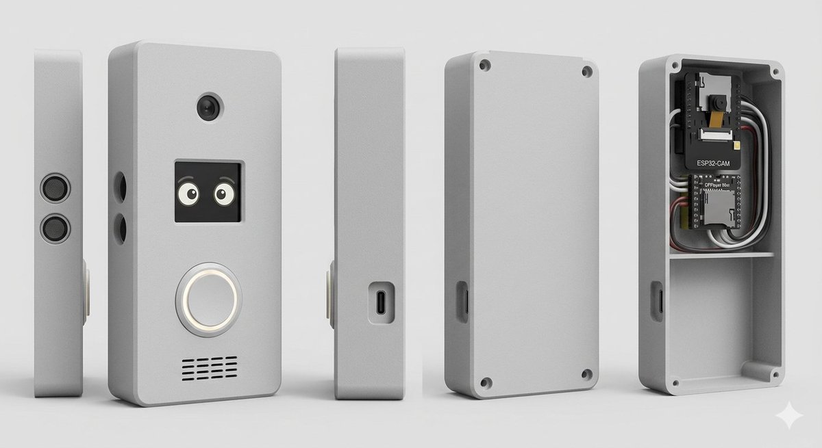 DIY Smart Doorbell Enclosure — 3D Exploded Product Render