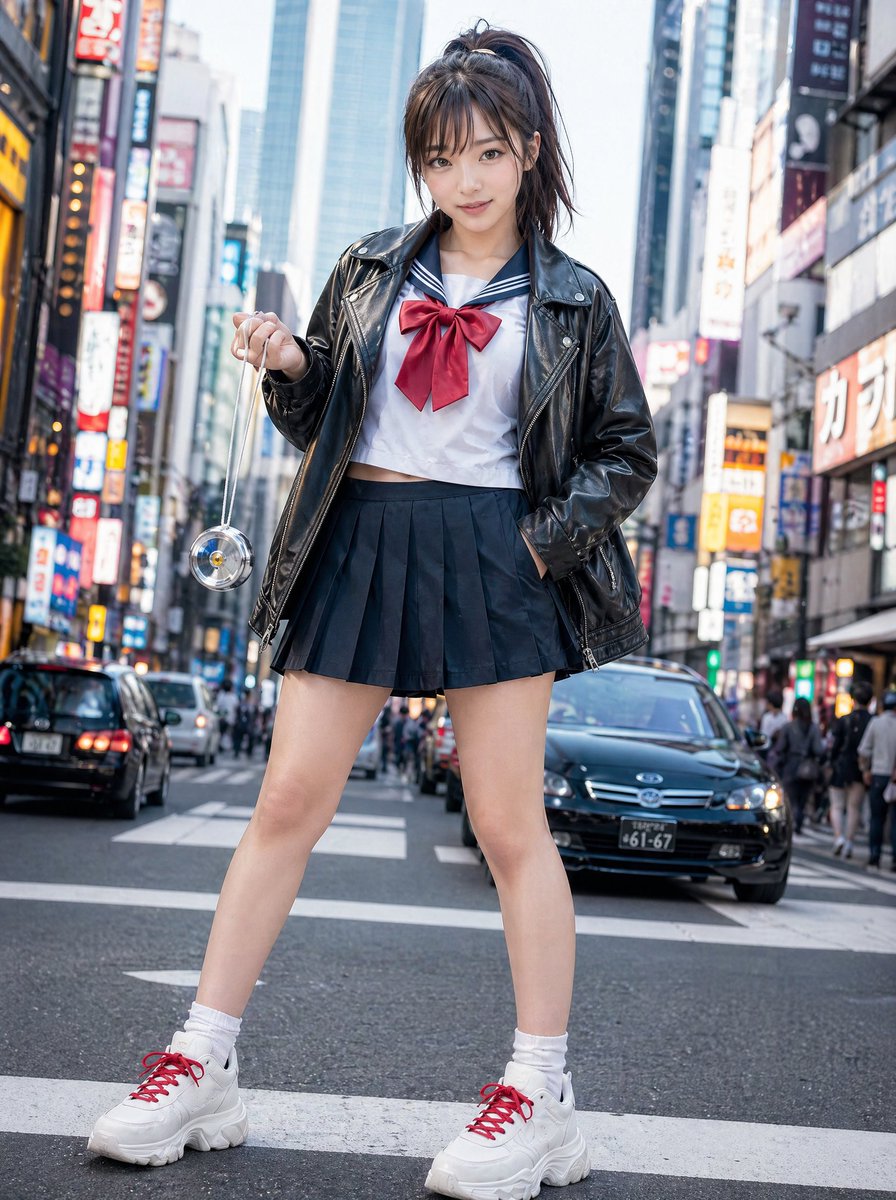 Modernes Sukeban-Straßenporträt — Tokio Urban Fashion Prompt
