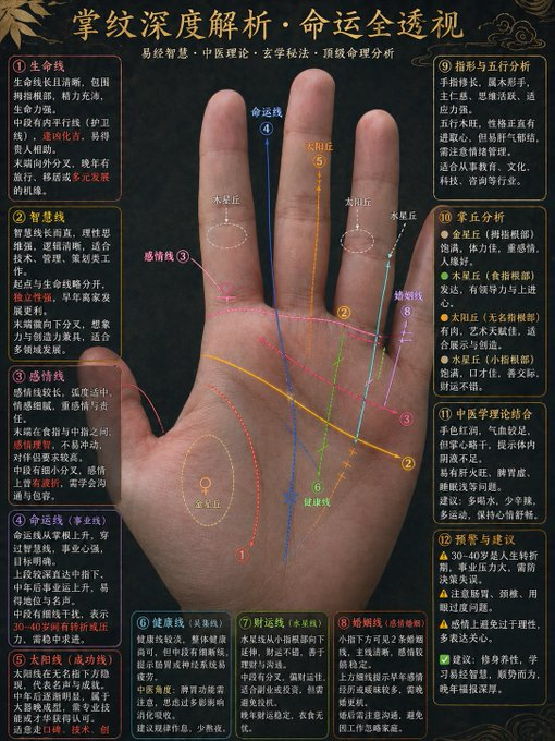 Chinese Palm Reading Infographic — AI Prompt