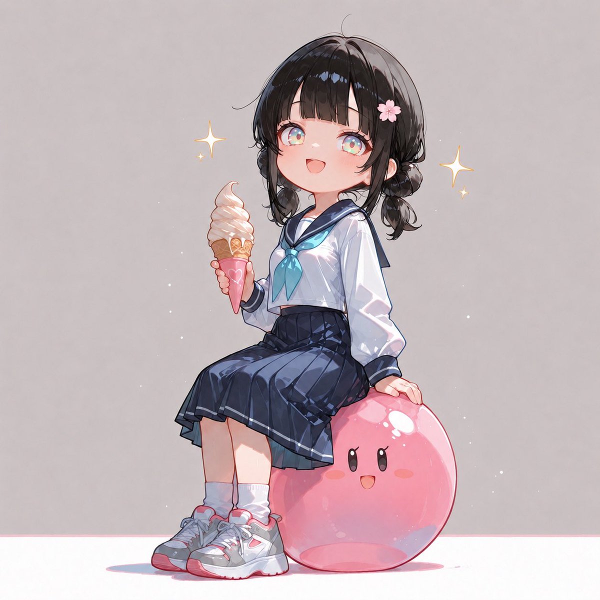 Cute Anime Schoolgirl on Pink Slime — Sora 2 Prompt